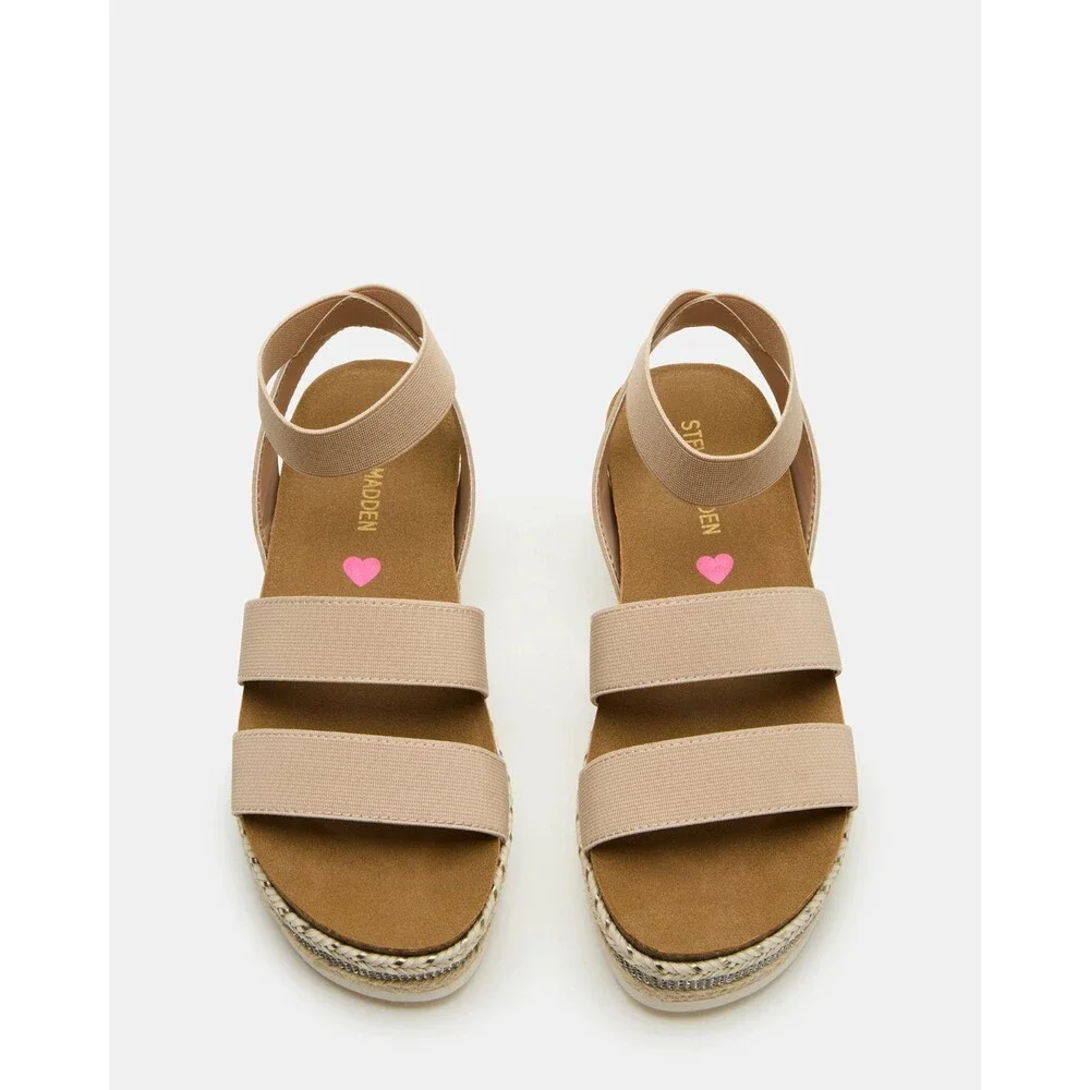 Steve Madden Charisa Sandals Kids 4 M Natural Open Toe Platform Strappy ZOGG3471